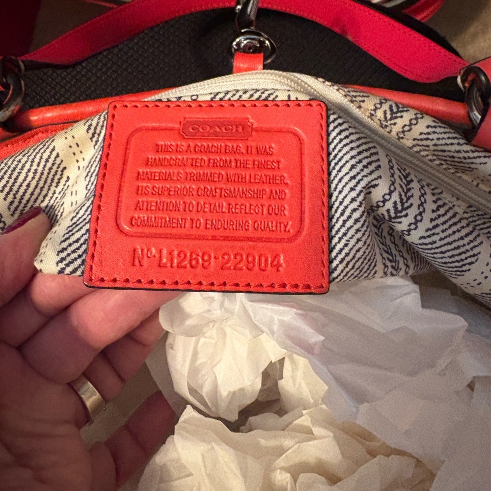 Coach Stylish Orange and Tan Women's Tote Bag - Picture 2 of 3
